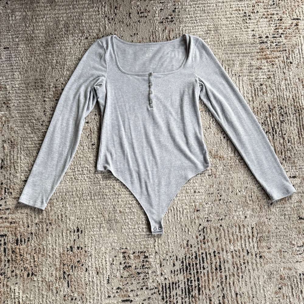 American Eagle Outfitters Ribbed Gray bodysuit